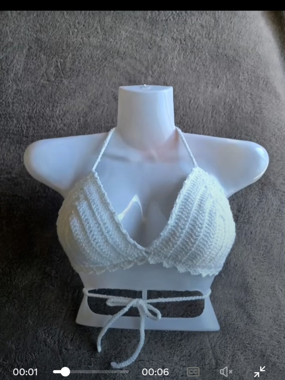 White Crochet Halter Tie-Back Bralette